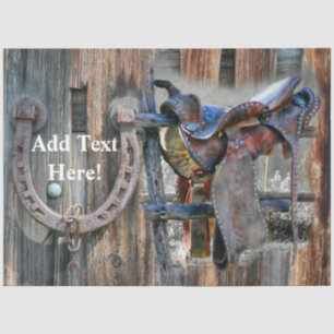 Horse Saddle Horseshoe Rustic Western Tissue Paper