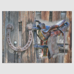 Horse Saddle Horseshoe Rustic Western Tissue Paper