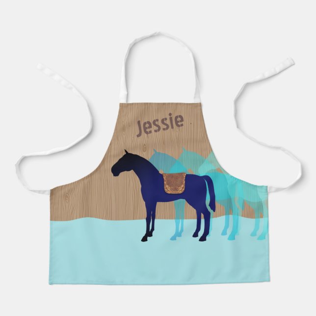 Horse saddle kids cooking crafts personalized apron (Front)