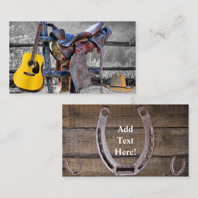 Horse Saddle On Corral Fence Western Business Card (Front/Back)