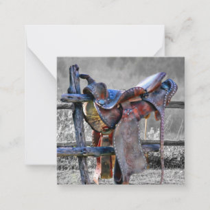 Horse Saddle On Corral Fence Western Note Card