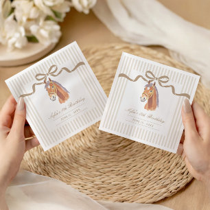 Horse Saddle Up Neutral Brown Pony Napkins