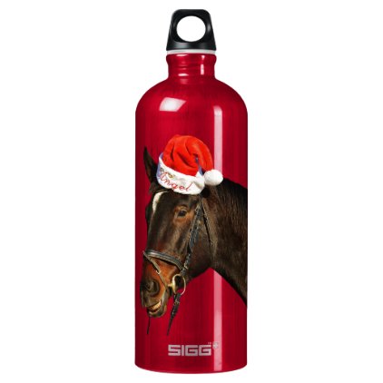 Horse santa - christmas horse - merry christmas aluminum water bottle