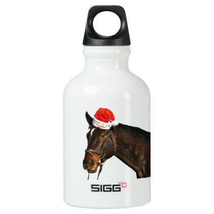 Horse santa - christmas horse - merry christmas aluminum water bottle