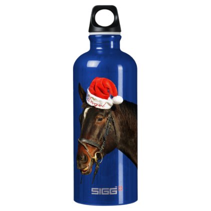 Horse santa - christmas horse - merry christmas aluminum water bottle