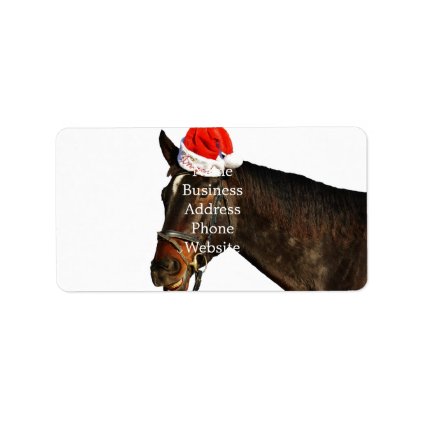 Horse santa - christmas horse - merry christmas label