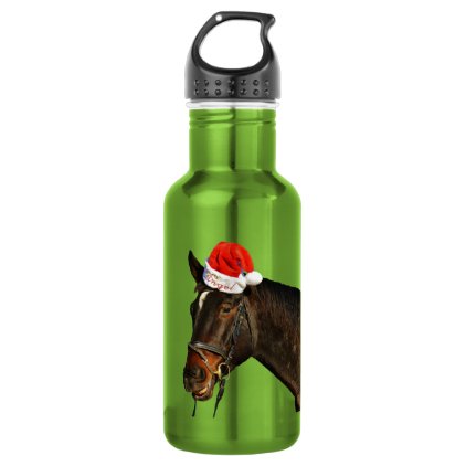 Horse santa - christmas horse - merry christmas water bottle