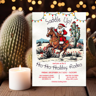 Horse Santa Holiday Rodeo Desert Christmas Party Invitation