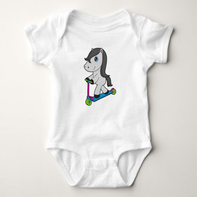 Horse Scooter Baby Bodysuit (Front)