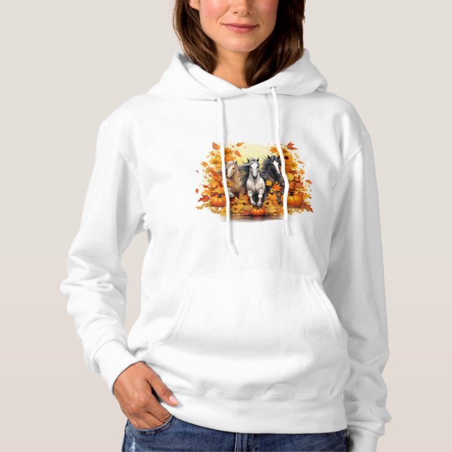 Horse Series Fall Basic Hooded Sweatshirt (Front)