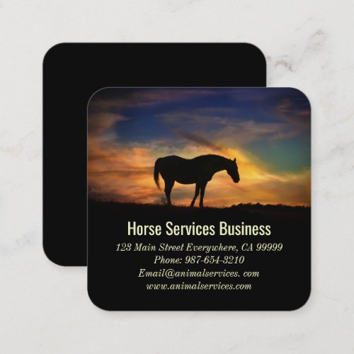 Horse Services or Equine Veterinarian Business Car Square Business Card