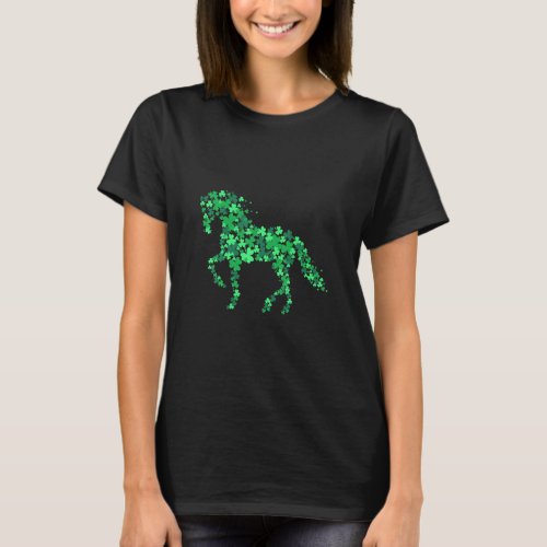 Horse Shamrock Horseback Riding Equestrian St Patr T_Shirt