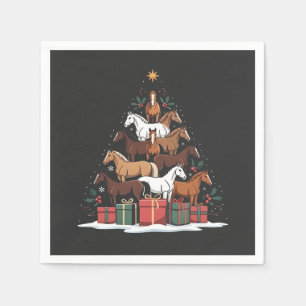 Horse Shaped Christmas Tree Equine Xmas  Napkins