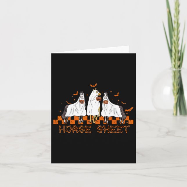 Horse Sheet Halloween Ghost Horse Pumpkin Costume  Card (Front)