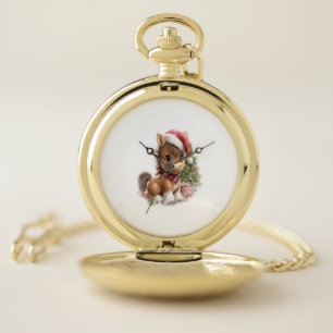 Horse Shirt Christmas Santa Hat Pocket Watch