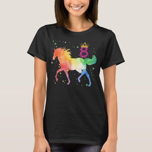 Horse Shirt Kids 8th Birthday Horse for 8 Year Old