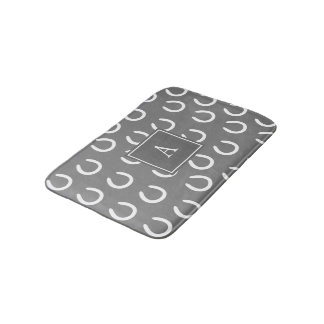 Horse Shoe Monogram Grey Bathroom Mat