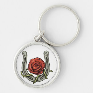 Horse Shoe & Rose Keychain