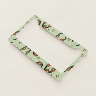 Horse shoes and flowers pattern license plate frame
