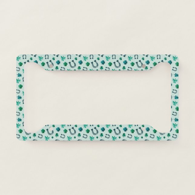 Horse Shoes and Shamrocks  License Plate Frame (Front)