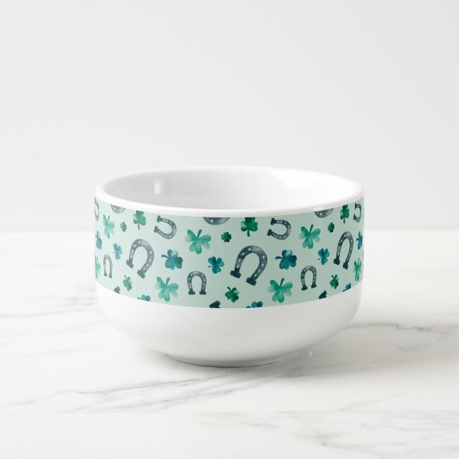 Horse Shoes and Shamrocks Soup Mug (Front)