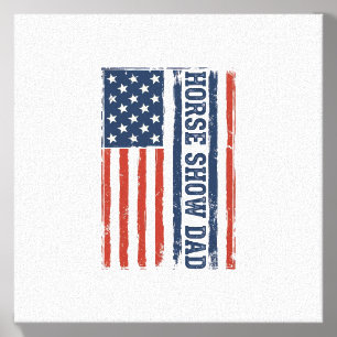 Horse Show Dad American Flag Vintage Shirt Design_ Canvas Photo Tile