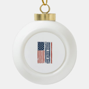 Horse Show Dad American Flag Vintage Shirt Design_ Ceramic Ball Christmas Ornament