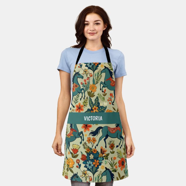 Horse Show Floral Custom Pattern Apron (Worn)