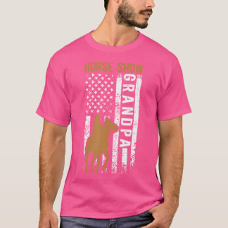 Horse Show Grandpa Us Flag Equestrian Grandfather T-Shirt