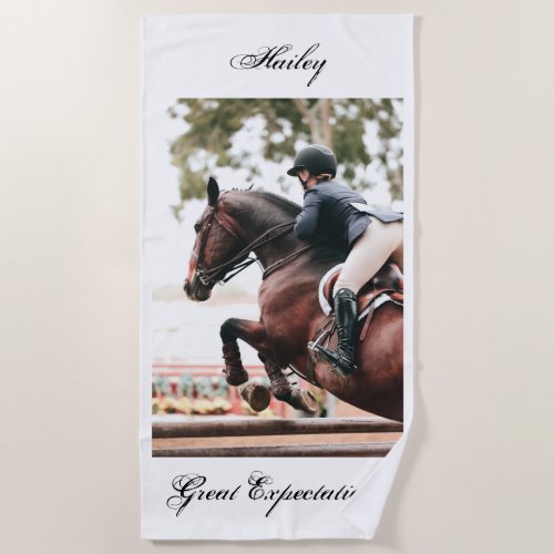 Horse Show _ Horse  Rider Personalized Beach Towel