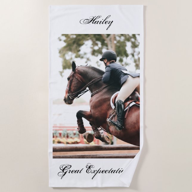 Horse Show - Horse & Rider Personalized Beach Towel (Front)