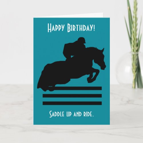 Horse Show Hunter Jumper Silhouette Birthday Card