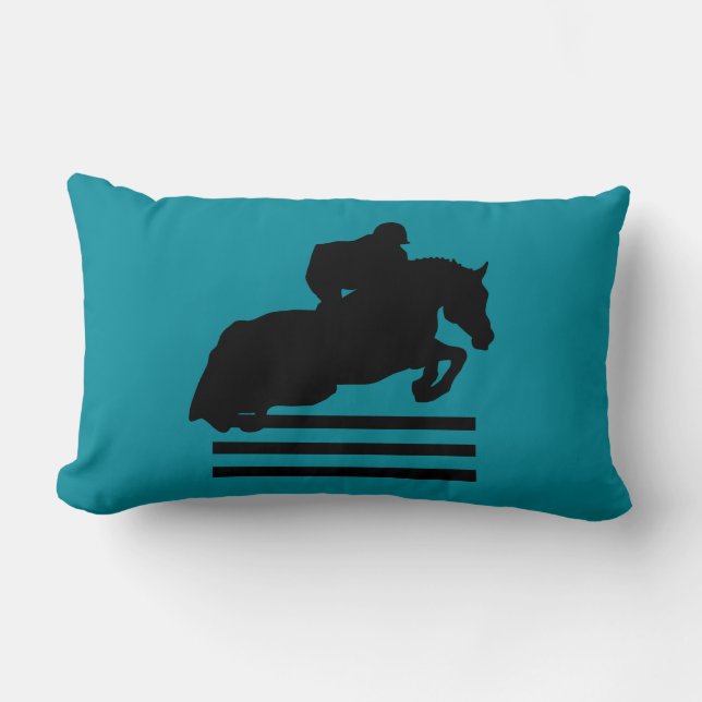 Horse Show Hunter Jumper Silhouette Lumbar Pillow (Front)