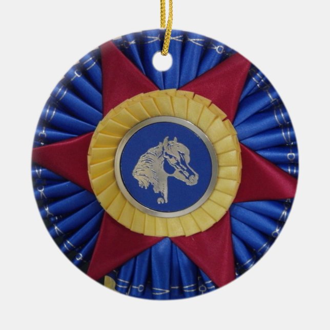 Horse Show Rosette Ceramic Ornament (Front)