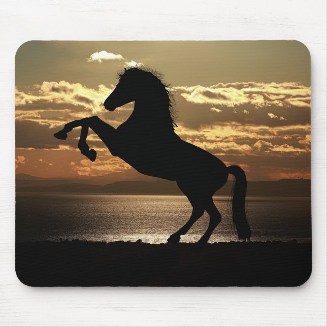 Horse Silhouette Against the Sunset Mouse Pad (Front)