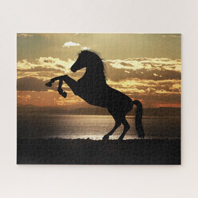 Horse silhouette at the sunset, Jigsaw Puzzle (Horizontal)
