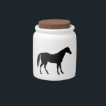 Horse Silhouette Candy Jar<br><div class="desc">Horse Silhoutte on gifts.Add your own text to personalize. Add a name to make a special gift. Make it yourself. You can make a one of a kind awesome custome gift with this popular template.Zazzle templates makes it easy to create a custom personalized gift.</div>