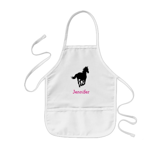 Horse Silhouette Diamond Pattern Custom Kids' Apron (Front)