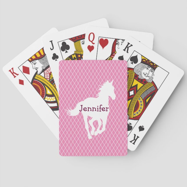 Horse Silhouette Diamond Pattern Custom Poker Cards (Back)