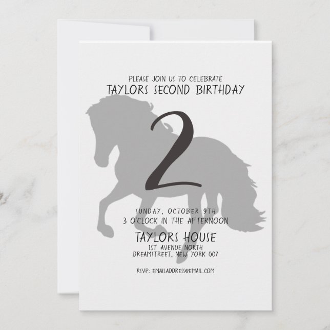 Horse Silhouette Farm Animals 2ND Birthday Party Invitation (Front)