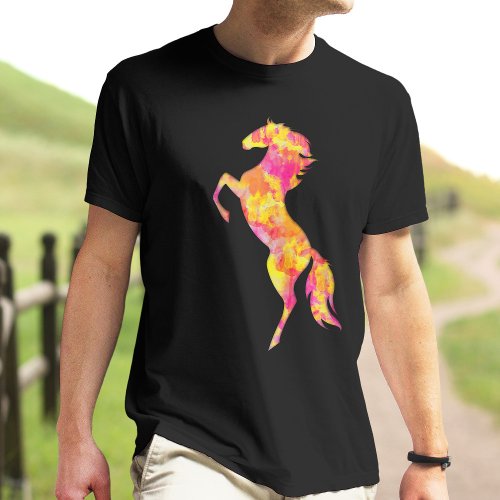 Horse silhouette Fire flames Abstract Elegant T_Shirt