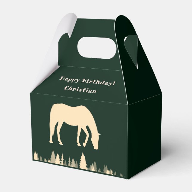 Horse Silhouette Forest Trees Birthday Party Favor Boxes (Front Side)