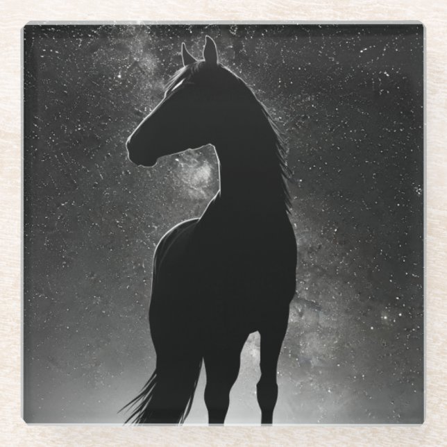 Horse Silhouette  Glass Coaster (Front)