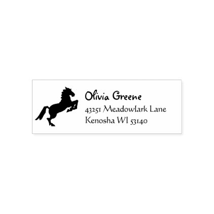 Horse silhouette icon return address self-inking stamp