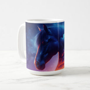 Horse Silhouette in a Sunset Forest Landscape Coffee Mug