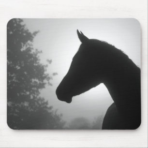 Horse silhouette mousepad in black and white