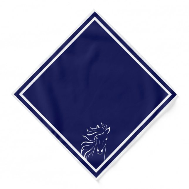 Horse Silhouette on Navy Blue Bandana (Front)