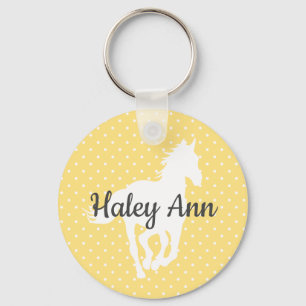 Horse Silhouette Polka Dots Name Keychain