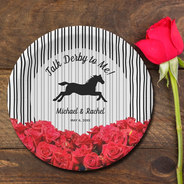 Horse Silhouette Red Roses Derby Paper Plates (Creator Uploaded)
