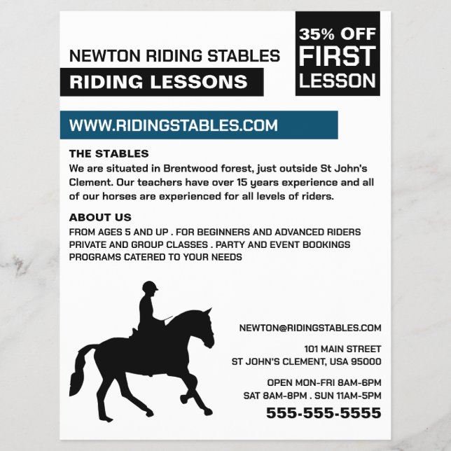 Horse Silhouette, Riding Instructor, Academy Flyer (Front)